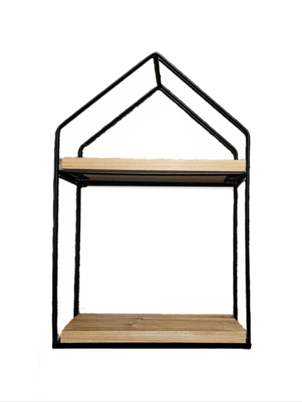Farmhouse Style Wood & Iron Double Tier Shelf
